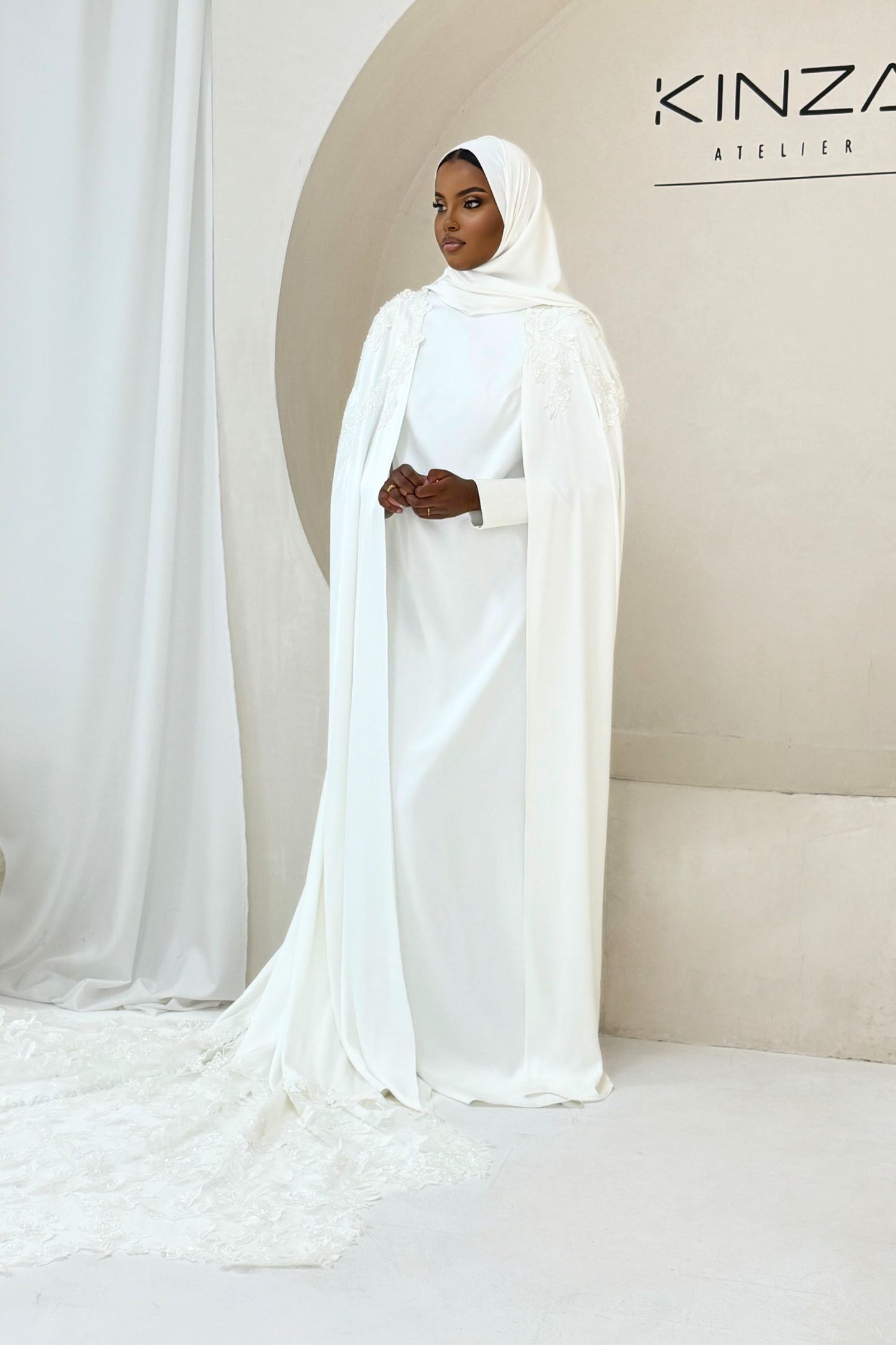 A N I Q A  Bridal Abaya - Slip and Trail Gown