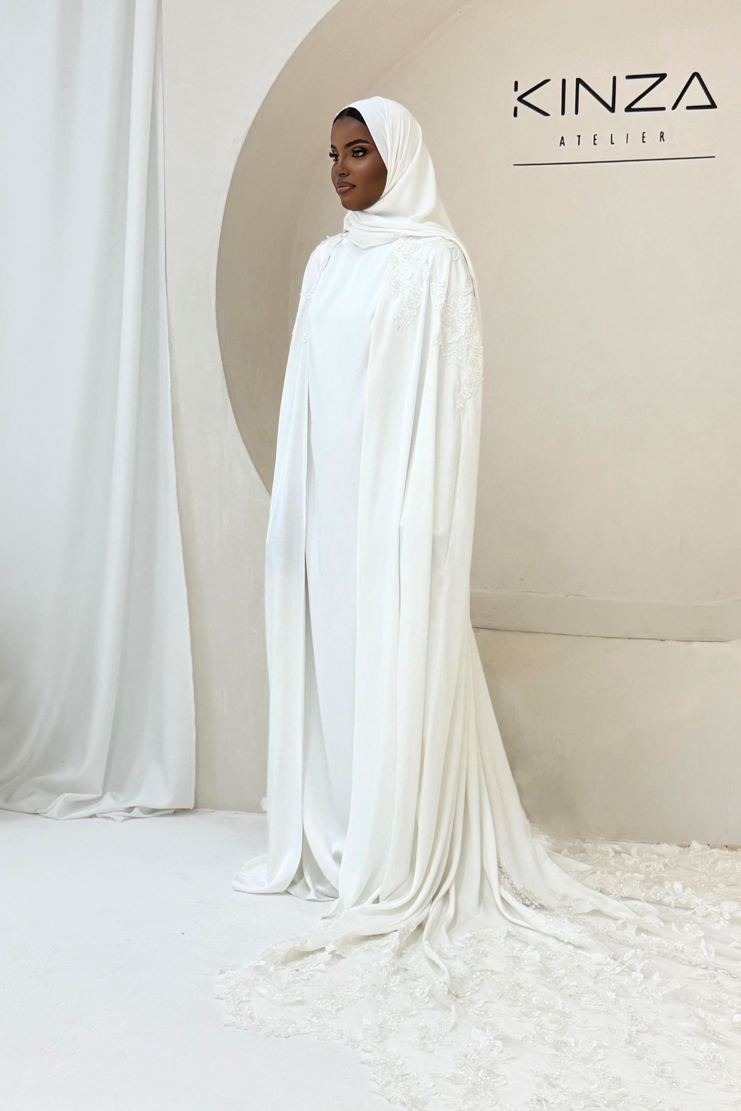 A N I Q A  Bridal Abaya - Slip and Trail Gown