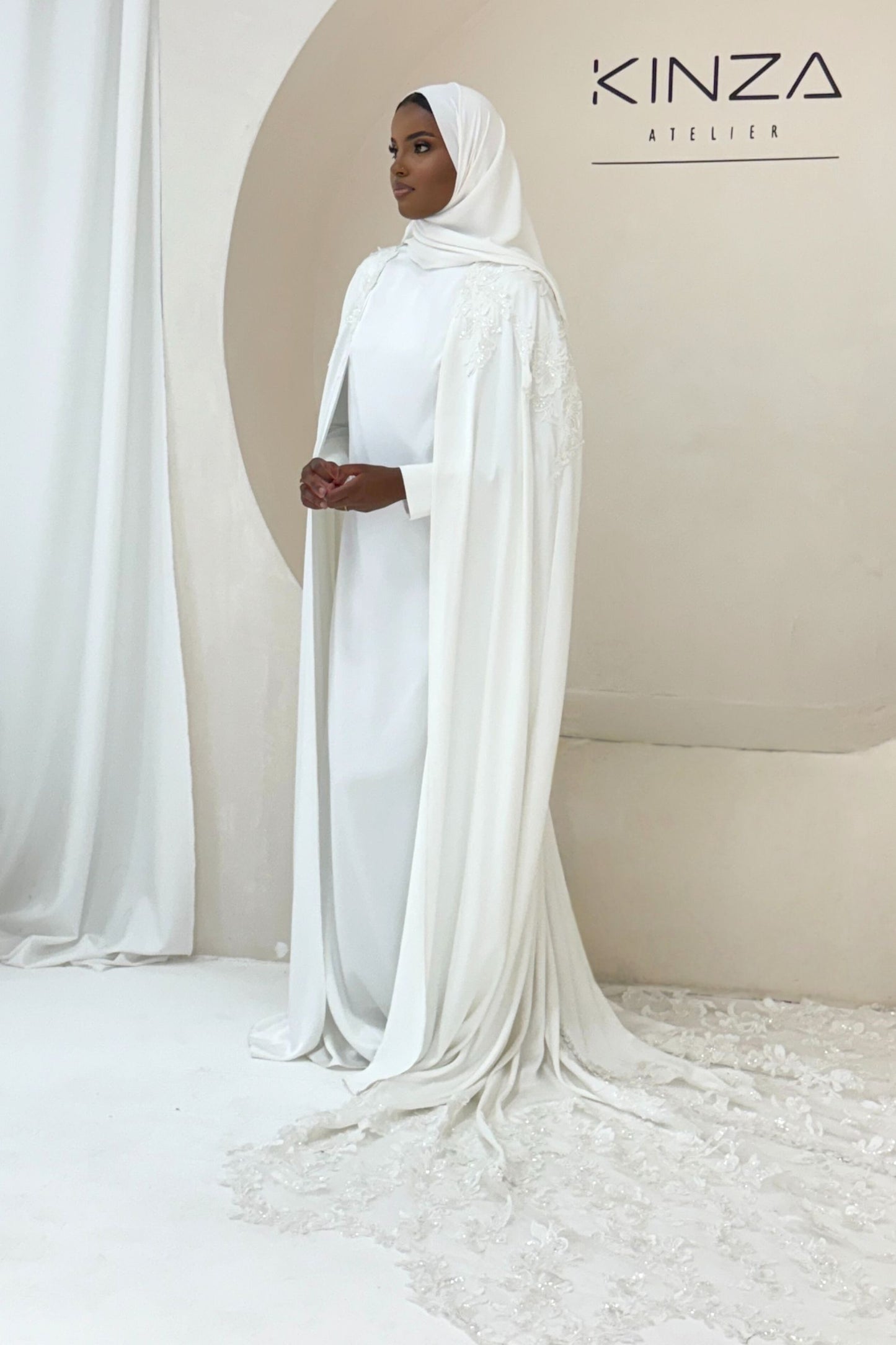 A N I Q A  Bridal Abaya - Slip and Trail Gown